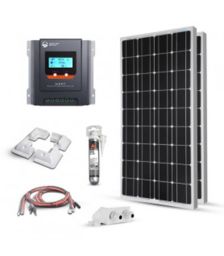 Kit solar 360W pentru barci, rulote si autorulote, cu doua panouri fotoelectrice monocristaline 180W 12V, un regulator de incarcare solar MPPT 30A 12V – 24V si setul complet de cabluri presertizate cu conectori MC4 pret ieftin