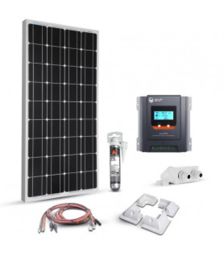 Kit solar 180W 12V cu un panou fotovoltaic monocristalin, un regulator de incarcare MPPT 20A 12V – 24V, 4 colturi de fixare si setul complet de cabluri si conectori pret ieftin