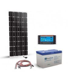 Kit solar autonom 180W 12V cu un panou fotovoltaic monocristalin 180W 12V, un regulator de incarcare 20A PWM si un acumulator 100Ah 12V cu descarcare lenta pret ieftin