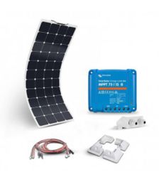 Kit solar pentru rulote si barci cu un regulator de incarcare MPPT 15A, un panou fotovoltaic monocristalin flexibil 180W 12V si setul complet de cabluri si conectori pret ieftin