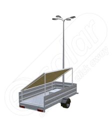 Remorca fotovoltaica pe o singura axa IDELLA Mobile Energy IME 3, pentru camping sau aplicatii agricole ori santiere temporare, cu 3 panouri solare, un stalp pentru iluminat si 4 lampi solare cu LED