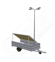 Remorca fotovoltaica pe o singura axa IDELLA Mobile Energy IME 3, pentru camping sau aplicatii agricole ori santiere temporare, cu 3 panouri solare, un stalp pentru iluminat si 4 lampi solare cu LED