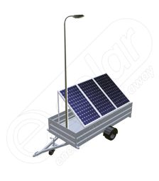 Remorca solara mobila pe o singura axa IDELLA Mobile Energy IME 3, cu trei panouri fotovoltaice IDELLA Power Poly IPP 550, un stalp si lampa cu LED-uri