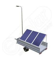 Remorca solara mobila pe o singura axa IDELLA Mobile Energy IME 3, cu trei panouri fotovoltaice IDELLA Power Poly IPP 550, un stalp si lampa cu LED-uri