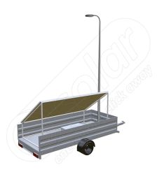 Remorca solara mobila pe o singura axa IDELLA Mobile Energy IME 3, cu trei panouri fotovoltaice IDELLA Power Poly IPP 550, un stalp si lampa cu LED-uri