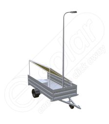 Remorca solara mobila pe o singura axa IDELLA Mobile Energy IME 3, cu trei panouri fotovoltaice IDELLA Power Poly IPP 550, un stalp si lampa cu LED-uri