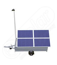 Remorca solara mobila pe o singura axa IDELLA Mobile Energy IME 4, cu 4 panouri fotovoltaice de inalta calitate, un stalp pentru iluminat si o lampa solara cu LED