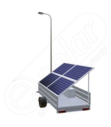 Remorca solara mobila pe o singura axa IDELLA Mobile Energy IME 4, cu 4 panouri fotovoltaice de inalta calitate, un stalp pentru iluminat si o lampa solara cu LED