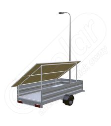 Remorca solara mobila pe o singura axa IDELLA Mobile Energy IME 4, cu 4 panouri fotovoltaice de inalta calitate, un stalp pentru iluminat si o lampa solara cu LED
