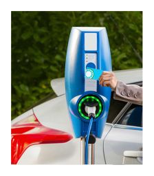 Statii electrice de incarcare 3.7 – 22kW, cu doua prize Type 2, pentru masini electrice si hibride, ce pot fi montate pe perete sau pe un picior metalic vertical, cu acces prin card RFID sau aplicatie mobila pret ieftin 4