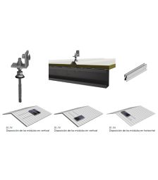 Structura de prindere fixa din aluminiu pentru acoperis din tabla pentru 5 panouri fotovoltaice, compatibila cu modulele solare 1650/2000 x 1000 mm (35 - 50 mm) pret ieftin 2