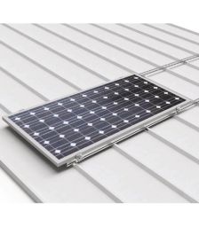 Structura robusta din aluminiu pentru prinderea unui panou fotovoltaic dispus pe orizontala cu sistem de prindere pe acoperisurile din tabla cutata pret ieftin