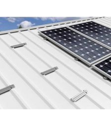 Structuri din aluminiu robust pentru 7 module solare monocristaline si policristaline dispuse pe verticala pentru acoperisurile inclinate din tabla cutata pret ieftin