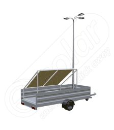 Remorca fotovoltaica IDELLA Mobile Energy IME 2 cu doua panouri solare, un stalp si 3 corpuri de iluminat cu leduri