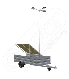 Remorca fotovoltaica IDELLA Mobile Energy IME 2 cu doua panouri solare, un stalp si 3 corpuri de iluminat cu leduri