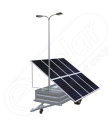 Generator fotovoltaic mobil IDELLA Mobile Energy IME 8 cu un stalp pentru iluminat, doua lampi cu LED si 8 module solare IDELLA Power Poly IPP 550W, pentru santiere temporare sau aplicatii agricole