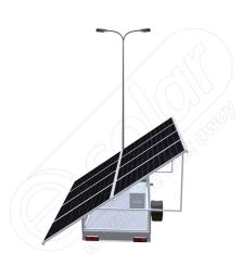 Generator fotovoltaic mobil IDELLA Mobile Energy IME 8 cu un stalp pentru iluminat, doua lampi cu LED si 8 module solare IDELLA Power Poly IPP 550W, pentru santiere temporare sau aplicatii agricole