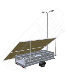 Generator fotovoltaic mobil IDELLA Mobile Energy IME 8 cu un stalp pentru iluminat, doua lampi cu LED si 8 module solare IDELLA Power Poly IPP 550W, pentru santiere temporare sau aplicatii agricole