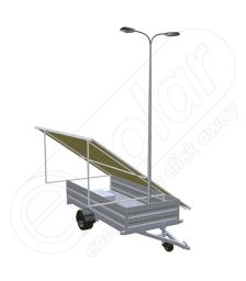 Generator fotovoltaic mobil IDELLA Mobile Energy IME 8 cu un stalp pentru iluminat, doua lampi cu LED si 8 module solare IDELLA Power Poly IPP 550W, pentru santiere temporare sau aplicatii agricole