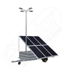 Remorca fotovoltaica generator mobil IDELLA Mobile Energy IME 6, cu 6 module solare IDELLA Power Poly IPP 550W, un stalp pentru iluminat cu 4 brate si 4 lampi cu LED