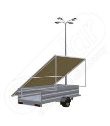 Remorca fotovoltaica generator mobil IDELLA Mobile Energy IME 6, cu 6 module solare IDELLA Power Poly IPP 550W, un stalp pentru iluminat cu 4 brate si 4 lampi cu LED