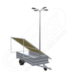 Remorca fotovoltaica generator mobil IDELLA Mobile Energy IME 6, cu 6 module solare IDELLA Power Poly IPP 550W, un stalp pentru iluminat cu 4 brate si 4 lampi cu LED