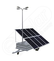Remorca fotovoltaica IDELLA Mobile Energy IME 8 cu 4 lampi solare, un stalp pentru iluminat si 8 panouri fotovoltaice IDELLA Power Poly IPP 550W pentru santiere temporare sau aplicatii agricole