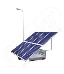Remorca solara mobila IDELLA Mobile Energy IME 8 cu un stalp pentru iluminat, o lampa solara cu LED si 8 panouri fotovoltaice IDELLA Power Poly IPP 550W