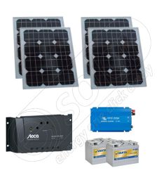 Kit solar fotovoltaic cu invertor pentru excursii 220V 400Wh