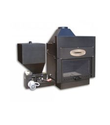 Termosemineu cu ardere pe peleti si lemne Idella Fire Place P 33 prevazut cu o rama din material refractar