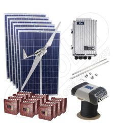 Kit hibrid monofazat eolian si fotovoltaic cu 5kW media zilnica anuala si productie de energie de 3kW cu montaj inclus