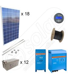 Kit solar 4.5kW putere instalata cu baterii solare Victron GEL si productie de 16kWh cu montajul inclus pe acoperis inclinat