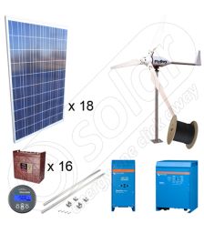 Kituri hibride off-grid cu panouri fotovoltaice de 4.5kW si turbine eoliene de 600W putere instalata cu manopera inclusa