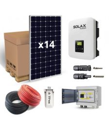 Kit fotovoltaic 4340W pentru autoconsum cu 14 panouri solare monocristaline 310W 24V, un invertor monofazat, o caseta de sigurante DC si o antena WIFI pret ieftin