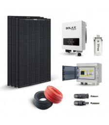 Kit solar pentru autoconsum 1280W 230V, cu 4 panouri fotovoltaice 320W 24V cu 60 celule monocristaline si un invertor central monofazat cu cabluri premontate pret ieftin