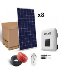 Kit solar pentru autoconsum 2240W cu un invertor monofazat, 8 panouri fotovoltaice policristaline cu 60 celule, o antena WIFI si setul complet de cabluri pre-sertizate cu mufe MC4 pret ieftin