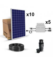 Kit solar pentru autoconsum 2800W 230V, cu 10 panouri fotovoltaice policristaline 280W 24V si 5 microinvertoare cu cabluri premontate pret ieftine