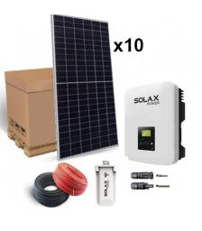 Kit solar pentru autoconsum 3300W cu 10 panouri fotovoltaice cu semicelule monocristaline, un invertor solar monofazat, o antena WIFI si setul complet de cabluri pret ieftin