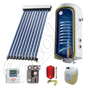 Pachet cu panou solar cu tuburi vidate, Panou solar cu tuburi vidate cu boiler termoelectric, Panouri cu tuburi vidate si boiler SIU 1x10-100.1TE