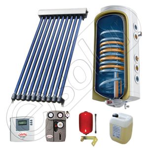 Pachet cu panou solar cu tuburi vidate, Panou solar cu tuburi vidate cu boiler termoelectric, Panouri cu tuburi vidate si boiler SIU 1x10-100.2TE