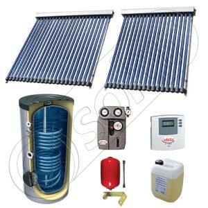 Set panouri solare ieftine cu boiler de 300 litri si doua serpentine, Set panouri solare China Solariss Iunona, Pachet cu panou solar China cu tuburi vidate