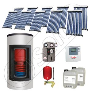 Panou solar ieftin cu tuburi vidate si boiler Kombi cu o serpentina, Panouri solare cu boiler monovalent de 800/200 litri, Panouri solare China Solariss Iunona