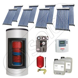 Set panouri solare ieftine cu boiler Kombi de 800/200 litri si doua serpentine, Set panouri solare Solariss Iunona, Pachet cu panou solar China cu tuburi vidate
