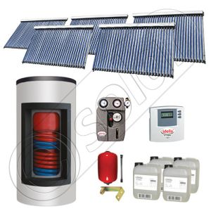 Set panouri solare ieftine cu boiler Kombi de 1500/300 litri si doua serpentine, Set panouri solare Solariss Iunona, Pachet cu panou solar China cu tuburi vidate