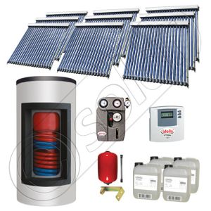 Set panouri solare ieftine cu boiler Kombi de 1500/300 litri si doua serpentine, Set panouri solare Solariss Iunona, Pachet cu panou solar China cu tuburi vidate