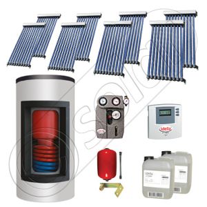 Panou solar ieftin cu tuburi vidate si boiler Kombi cu o serpentina, Panouri solare cu boiler monovalent de 650/150 litri, Panouri solare China Solariss Iunona