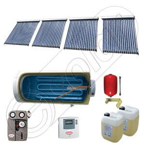 Pachet colectoare solare cu tuburi vidate si boiler pentru apa menajera SIU 4x18-1000.1BMH, Instalatii solare cu tuburi vidate fabricate in China, Set colectoare solare pentru apa calda cu boiler solar