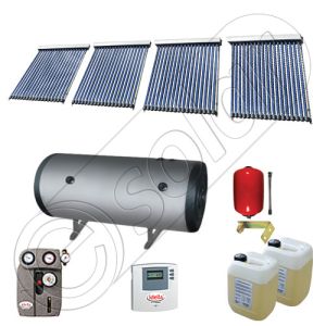 Pachet colectoare solare cu tuburi vidate si boiler pentru apa menajera SIU 4x18-750.2BMH, Instalatii solare cu tuburi vidate fabricate in China, Set colectoare solare pentru apa calda cu boiler solar