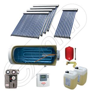 Instalatie solara cu tuburi vidate cu boiler orizontal SIU 1x10-4x20-750.1BMH, Set colectoare solare cu boiler pentru apa calda tot timpul anului, Panouri solare vidate cu boiler solar la pret rezonabil