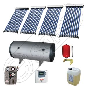 Pachet cu panou solar apa calda tot anul, Instalatii solare si boiler cu 2 serpentine, Panouri cu tuburi vidate si boiler Solariss Iunona